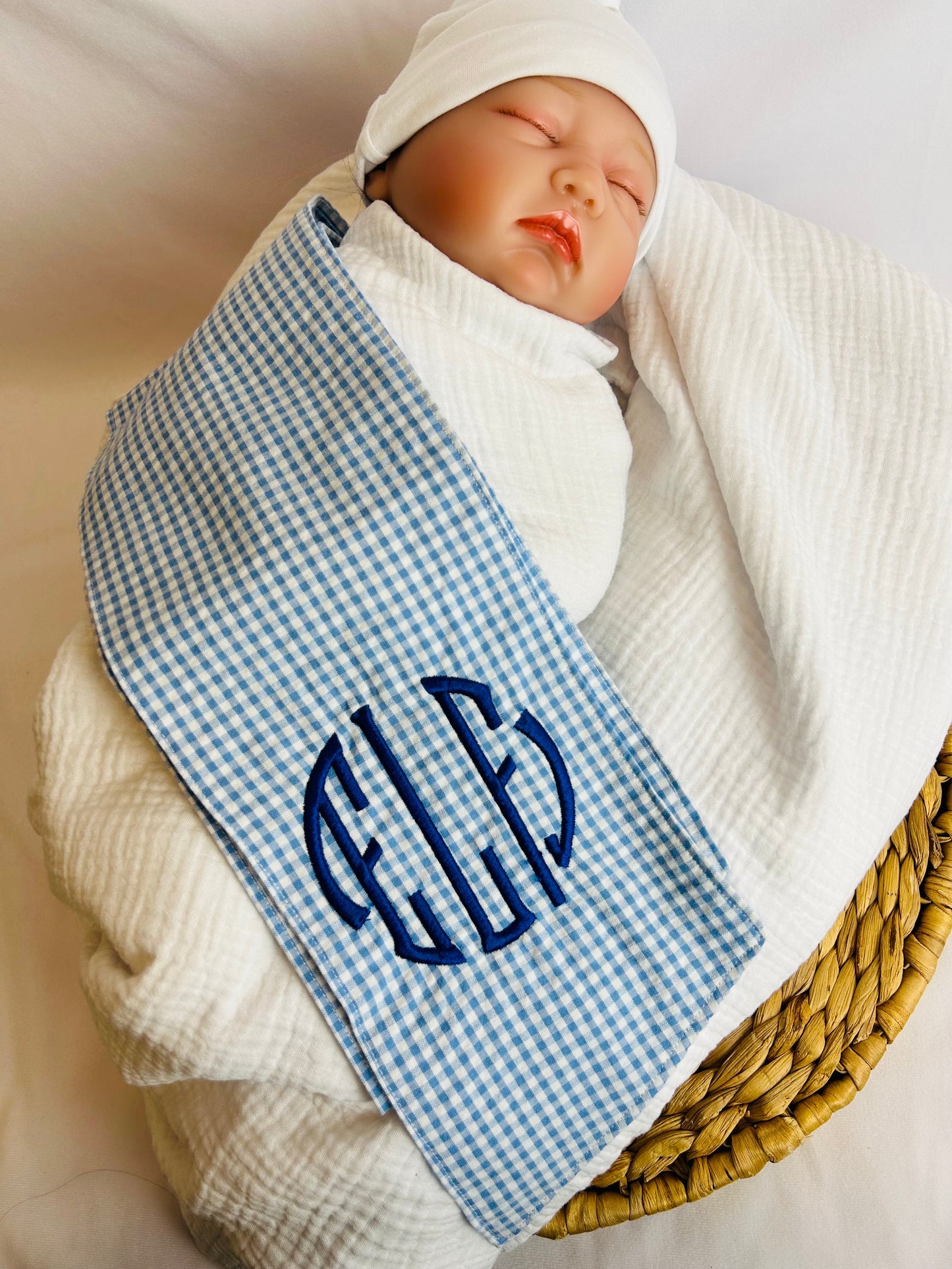 Monogramed Infant Baby Swaddle Bow