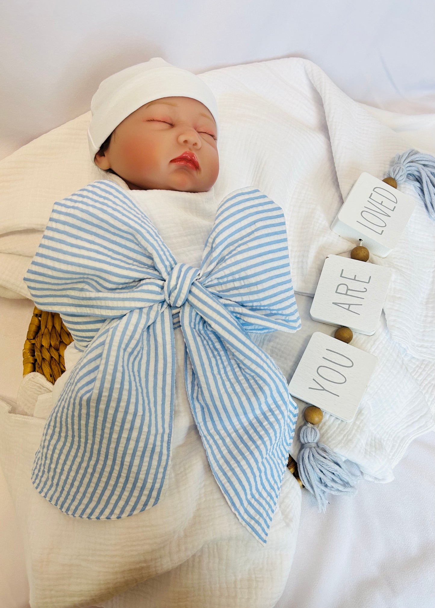 Monogramed Infant Baby Swaddle Bow