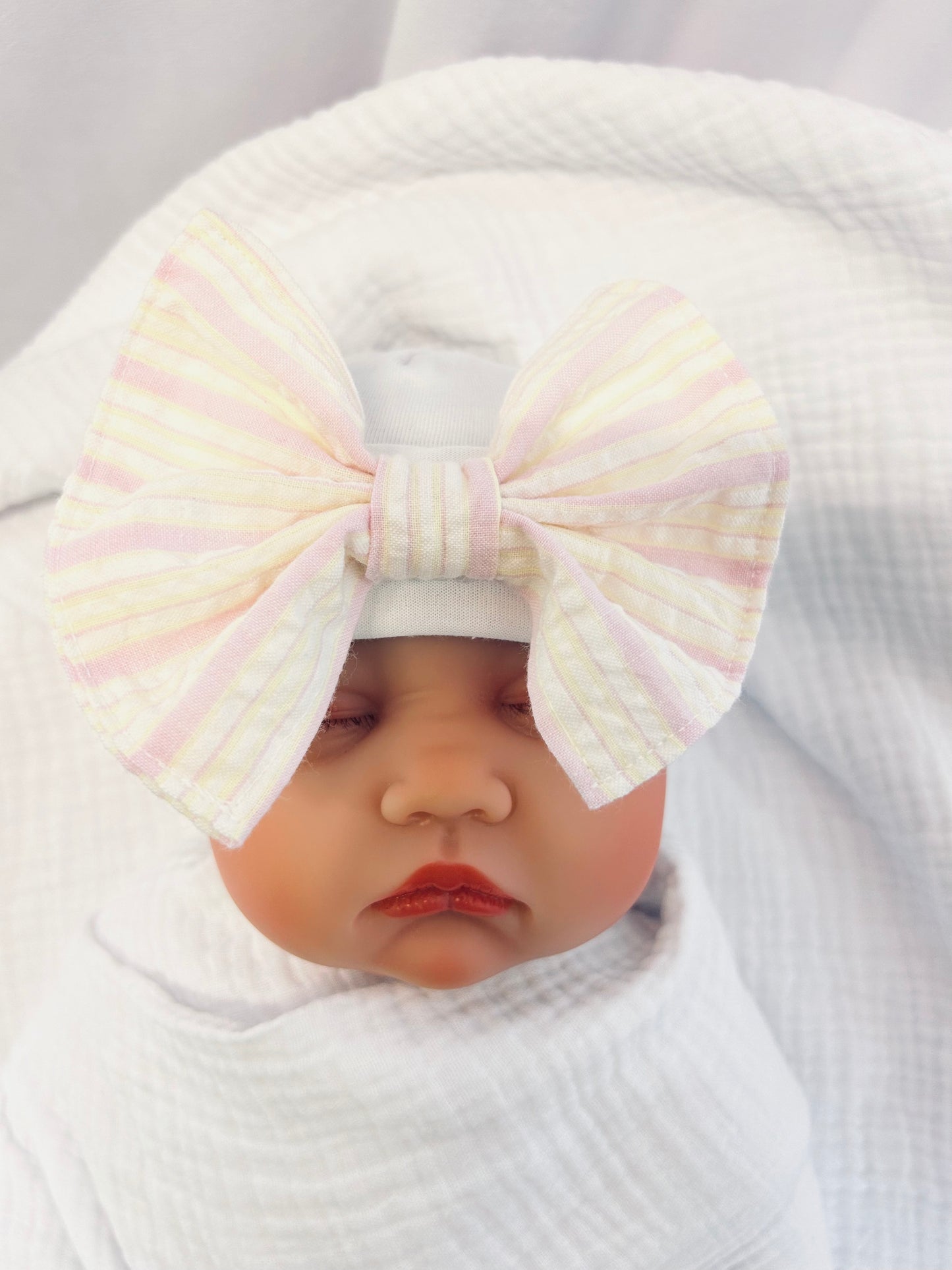 Girl Newborn Baby Bow Hats 100% knit Cotton