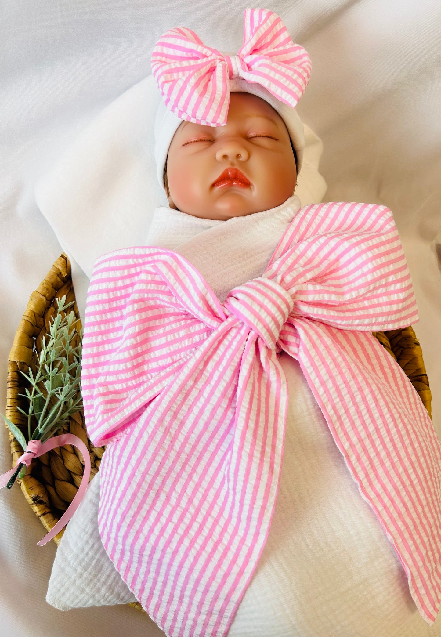 Monogramed Infant Baby Swaddle Bow