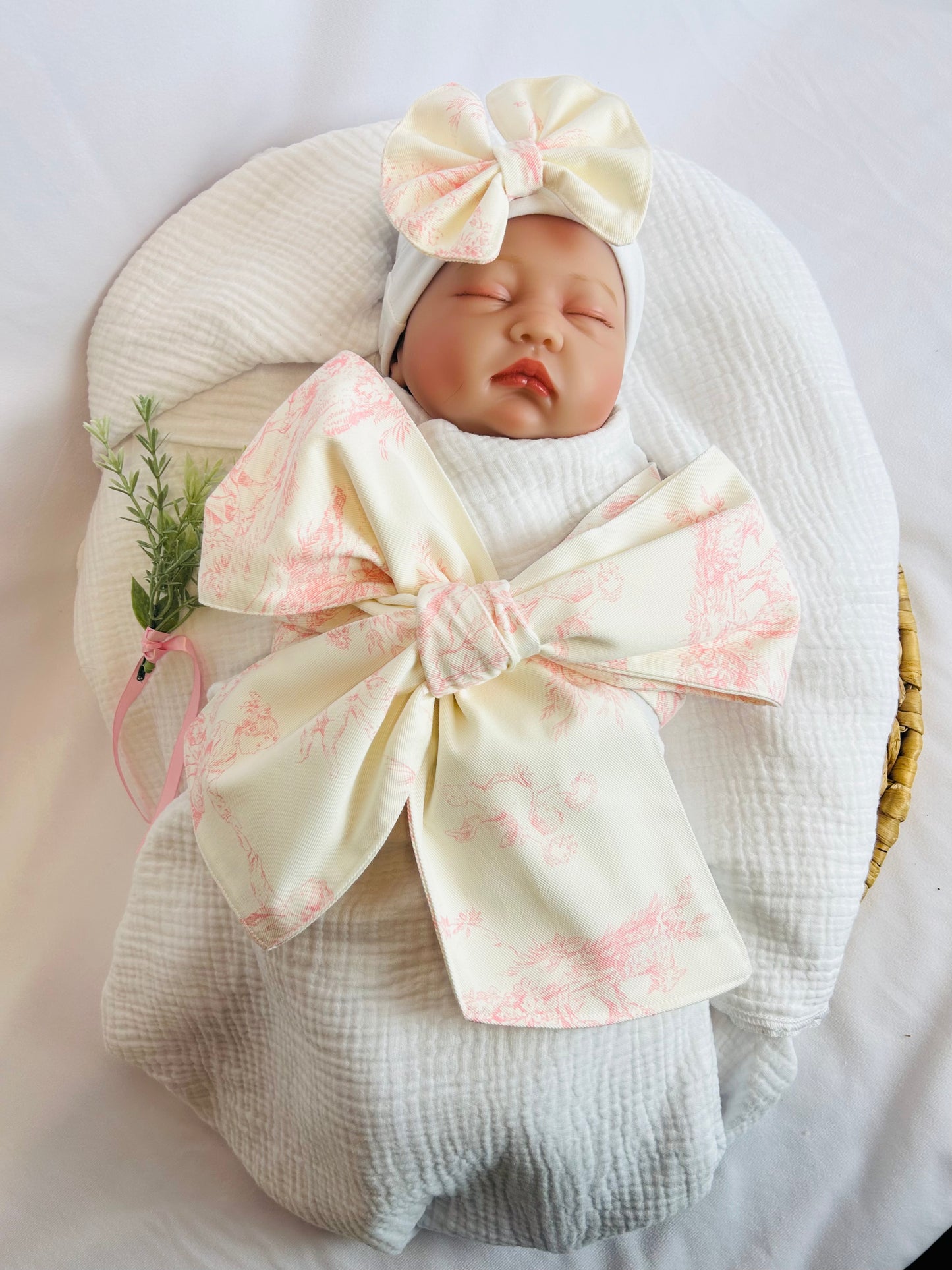 Monogramed Infant Baby Swaddle Bow