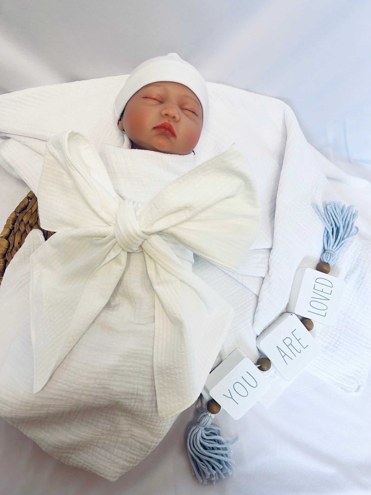 Monogramed Infant Baby Swaddle Bow